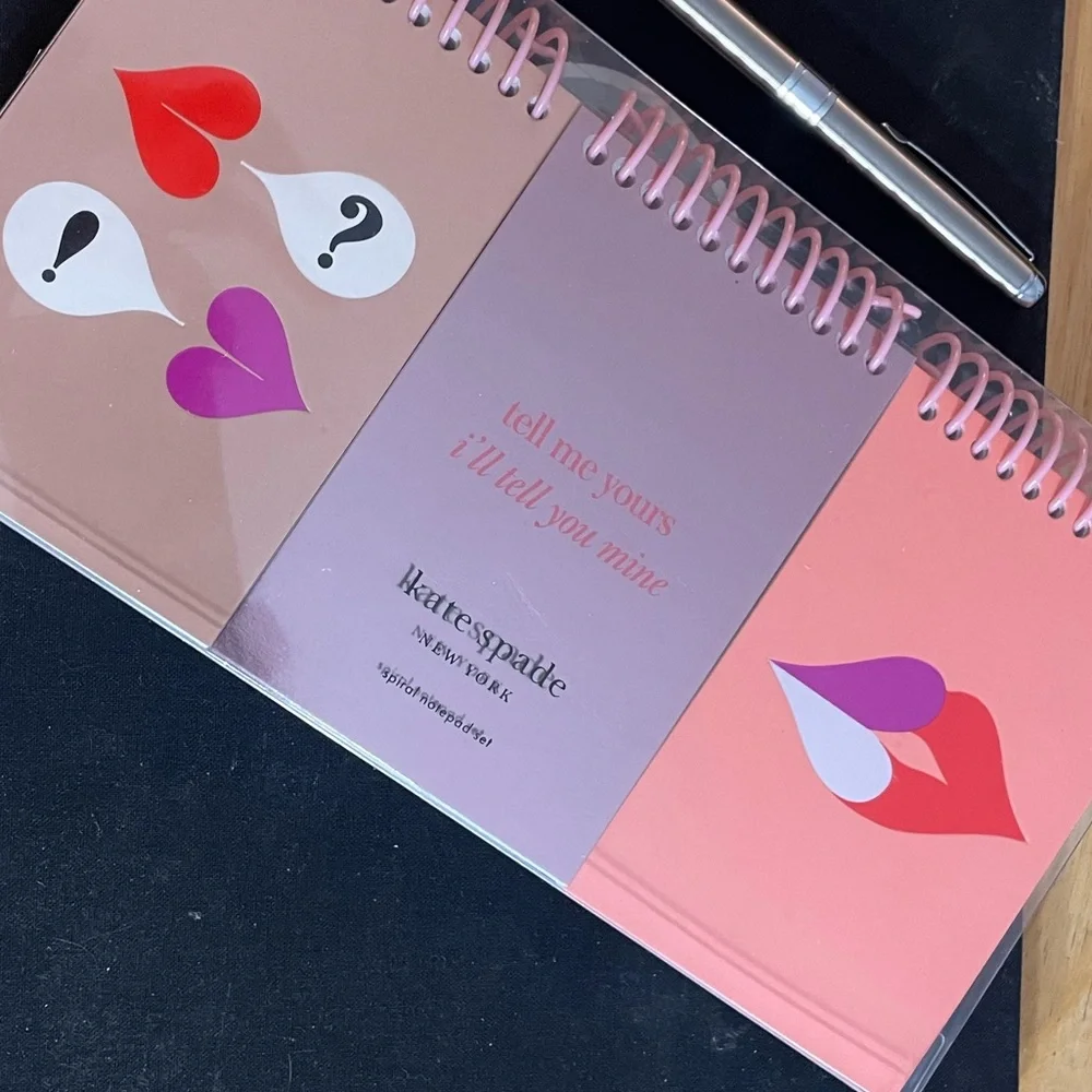Kate Spade Heart Lips Spiral Notebook Set of 3 Super Cute, Pocket Size NEW NWT
